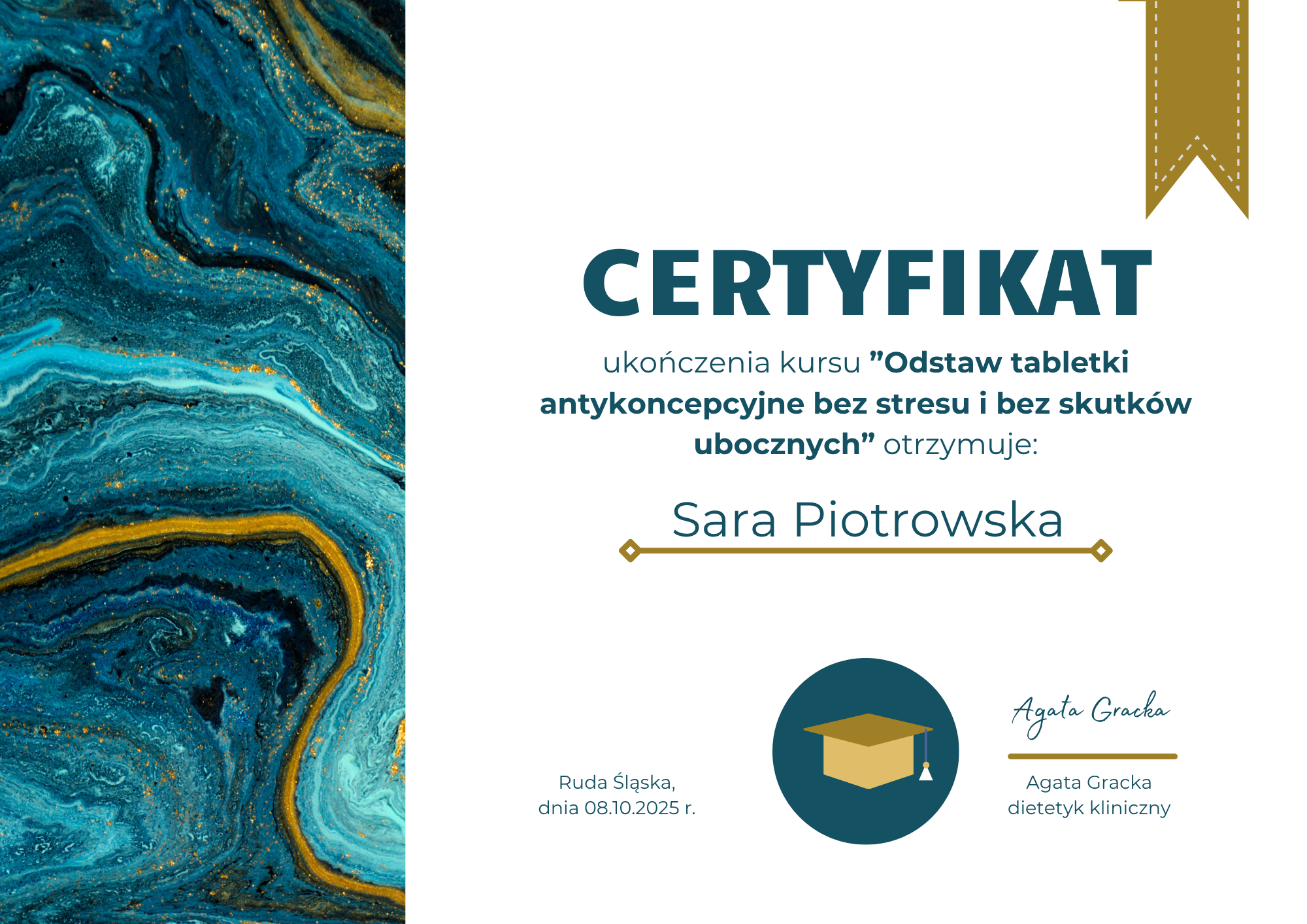 CERTYFIKAT odstaw tabletki